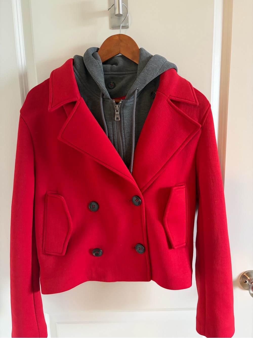 Anthropologie Maeve Women’s Red Double-Breasted Wool Blend Peacoat